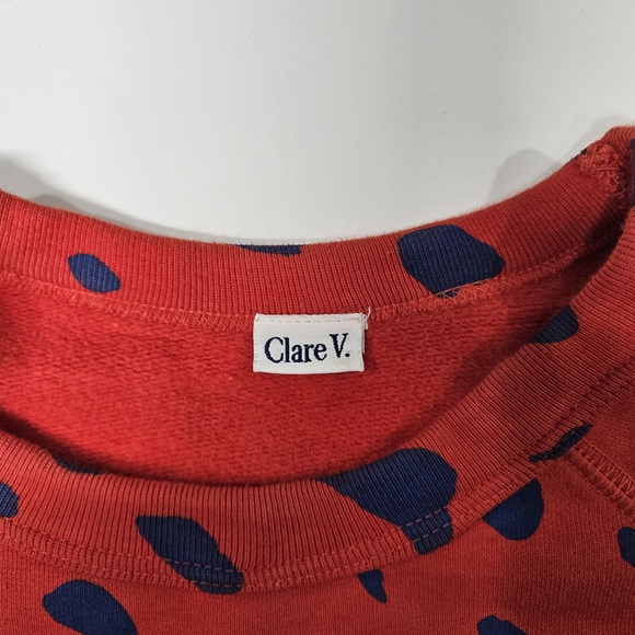 Clare V Jaguar Print Crewneck Sweatshirt Women's Size S Blue/Orange - Picture 3 of 6